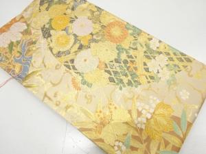 未使用品　本金　光悦垣に菊・桐模様織り出し　袋帯